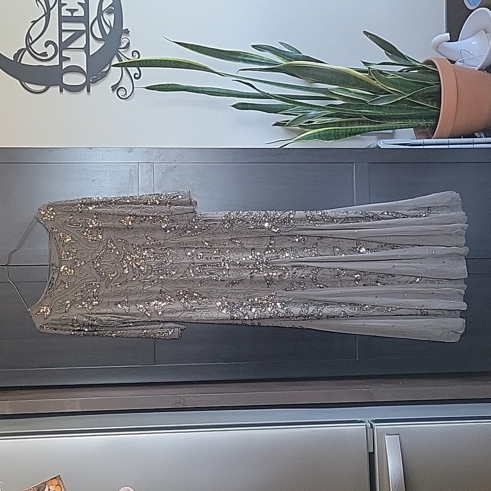 Brown & gold beaded gown